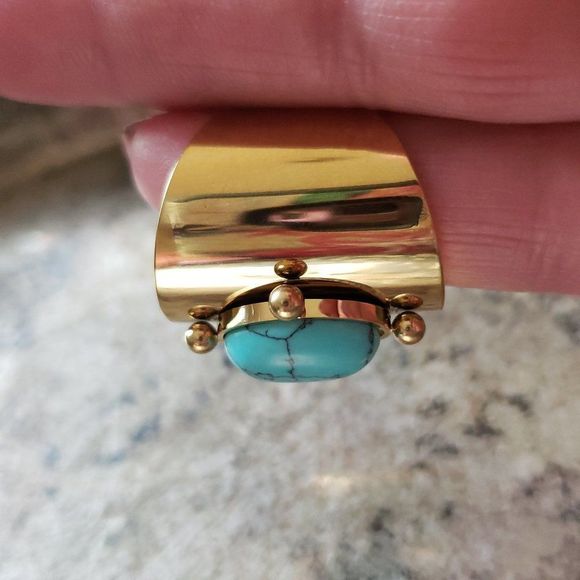 New! FP Starline Mojave Gold Turquoise Ring - Picture 14 of 15